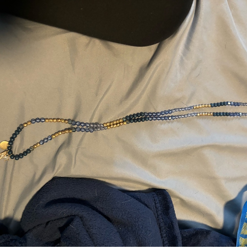 Gold and Navy Beaded Women's Necklace